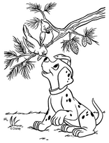 coloriage 101 dalmatiens le chiot et les oiseaux